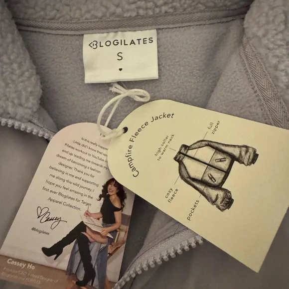 Blogilates Women's Campfire Fleece Full Zip Jacket Evening Haze Light Purple - Picture 5 of 6